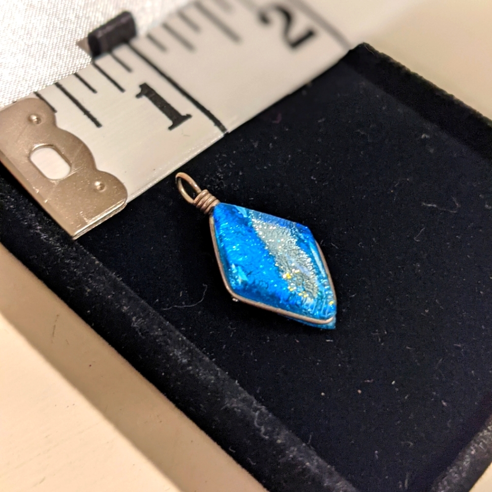 Hand Blown Glass Blue Necklace Pendant